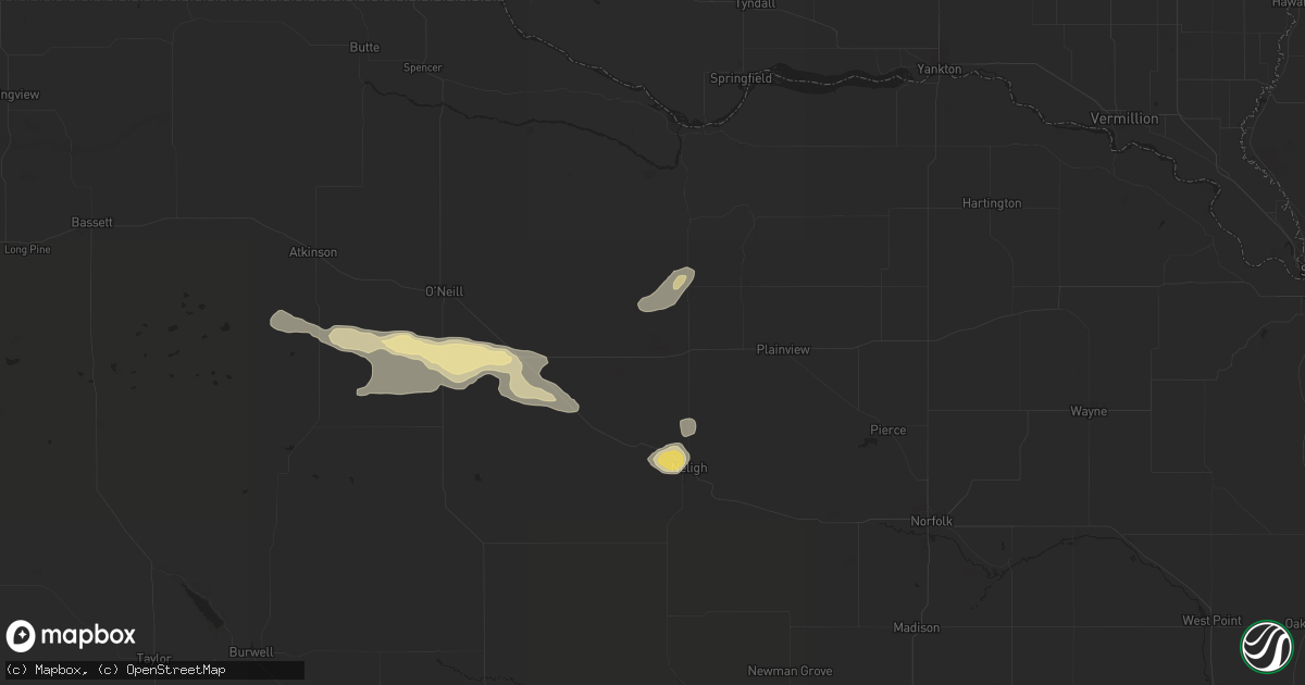 Hail map in Royal, NE on August 15, 2024