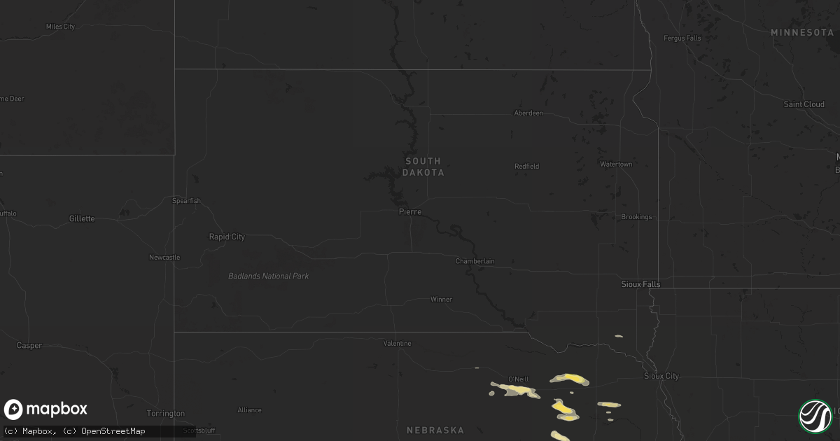 Hail map in South Dakota on August 15, 2024