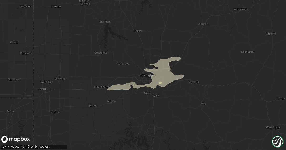 Hail map in Springfield, MO on August 15, 2024