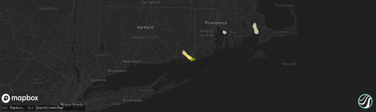 Hail map in Stonington, CT on August 15, 2024