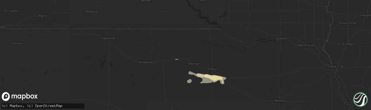 Hail map in Stuart, NE on August 15, 2024