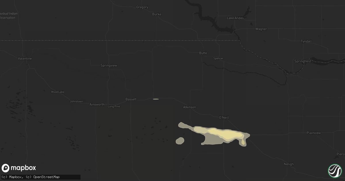 Hail map in Stuart, NE on August 15, 2024