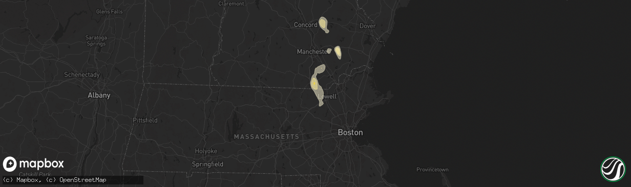 Hail map in Tyngsboro, MA on August 15, 2024