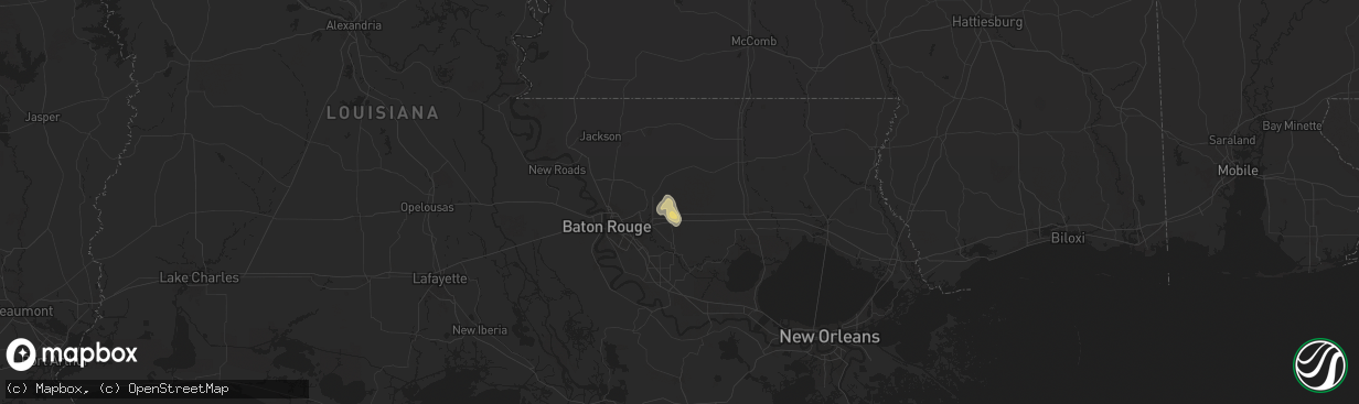 Hail map in Walker, LA on August 15, 2024