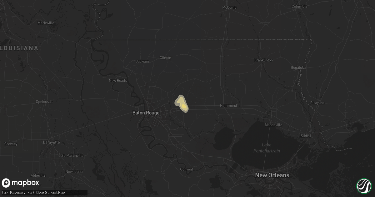Hail map in Walker, LA on August 15, 2024