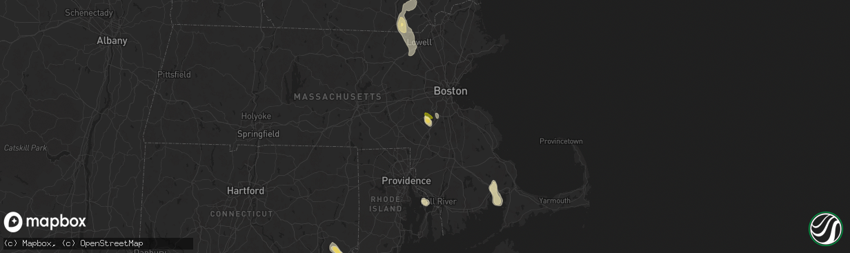 Hail map in Walpole, MA on August 15, 2024