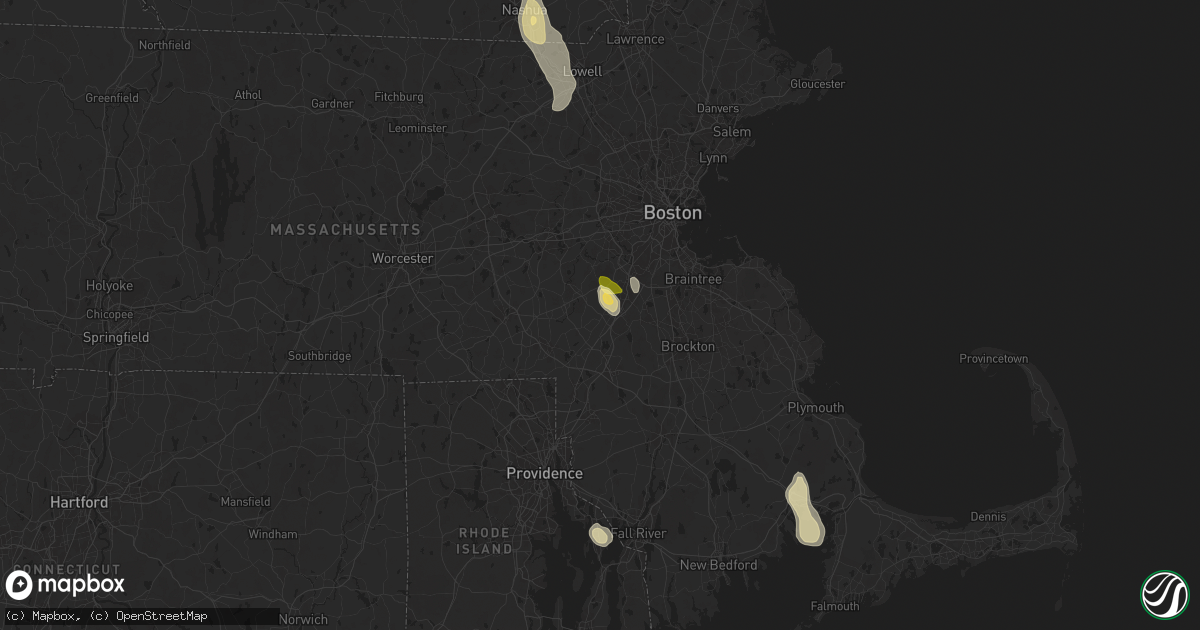 Hail map in Walpole, MA on August 15, 2024