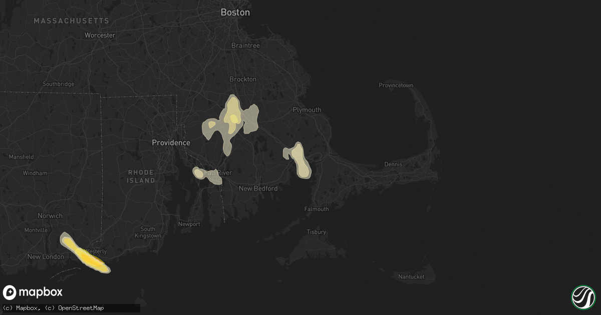Hail map in Wareham, MA on August 15, 2024
