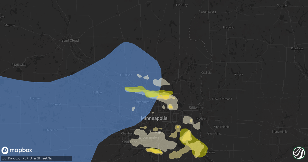 Hail map in Andover, MN on August 15, 2025