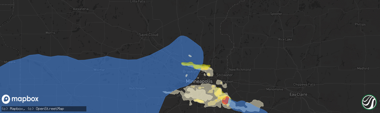 Hail map in Anoka, MN on August 15, 2025