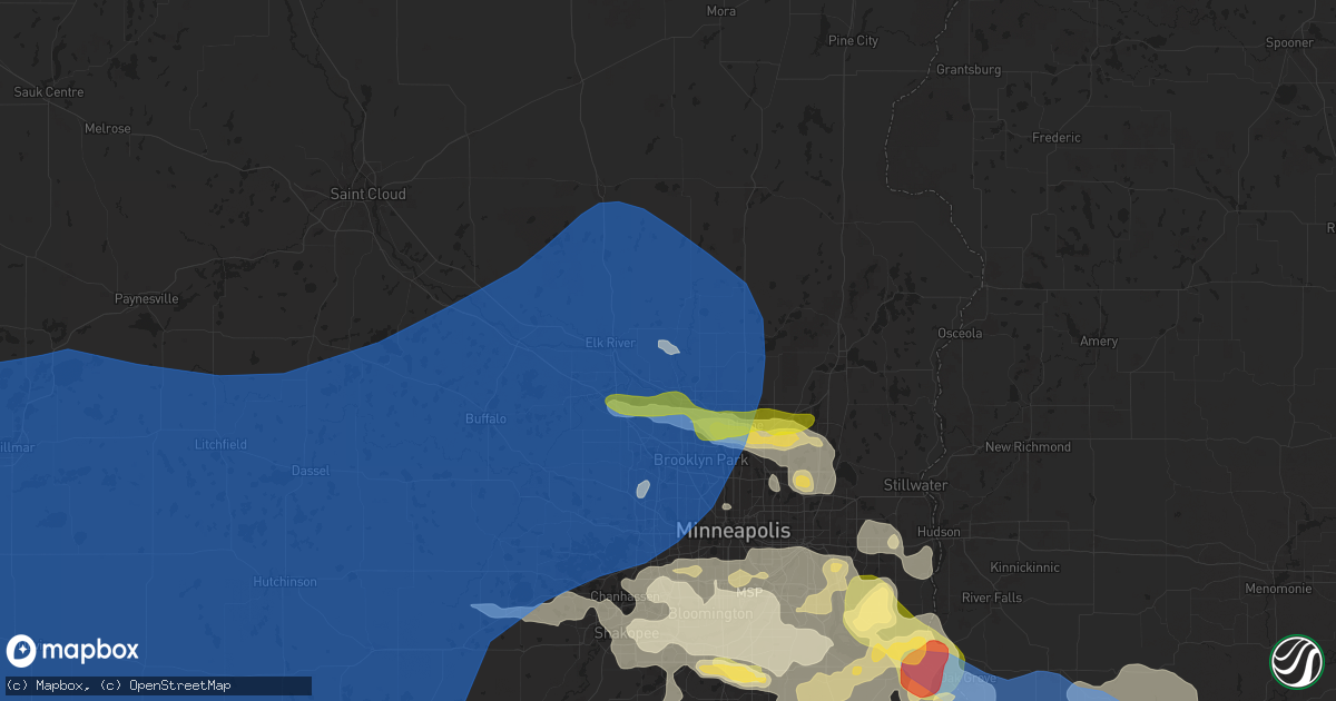 Hail map in Anoka, MN on August 15, 2025