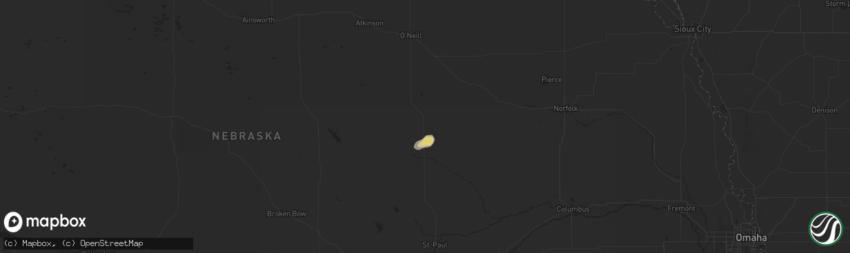 Hail map in Bartlett, NE on August 15, 2025