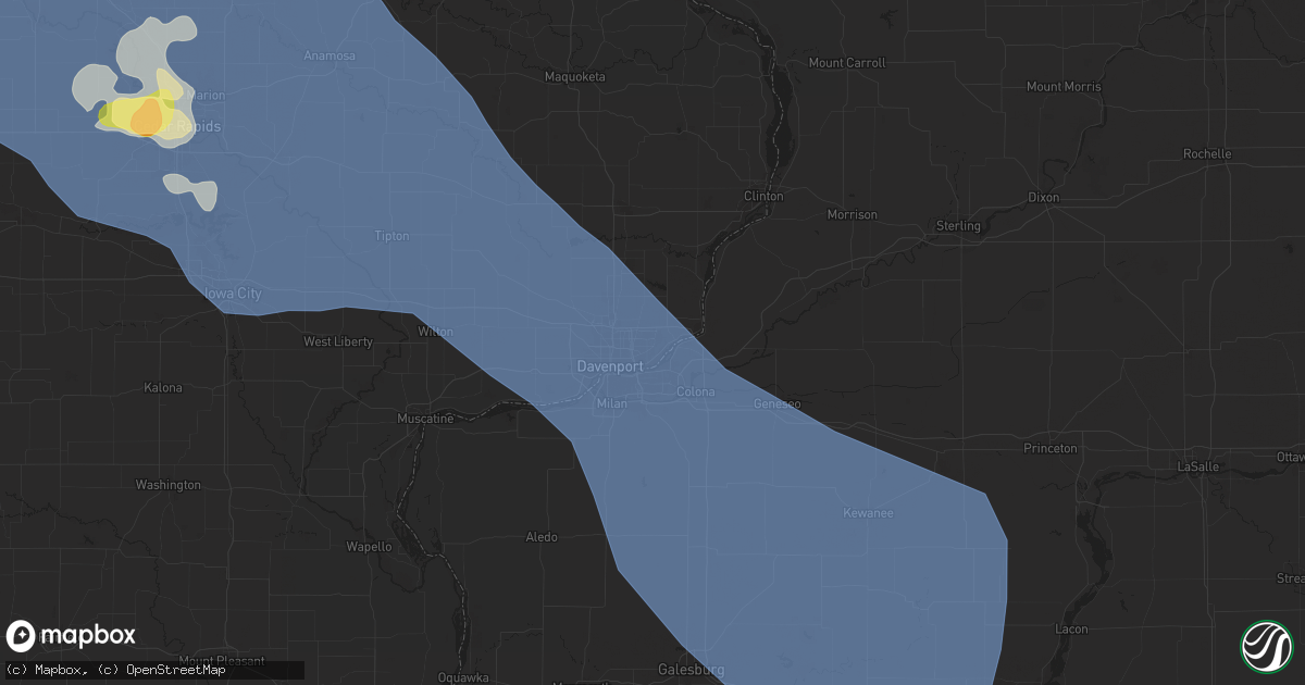 Hail map in Bettendorf, IA on August 15, 2025