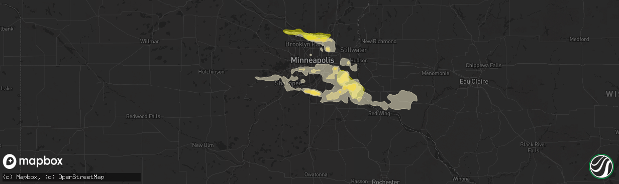 Hail map in Burnsville, MN on August 15, 2025
