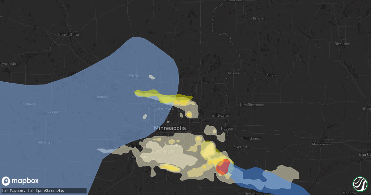 Hail map in Circle Pines, MN on August 15, 2025