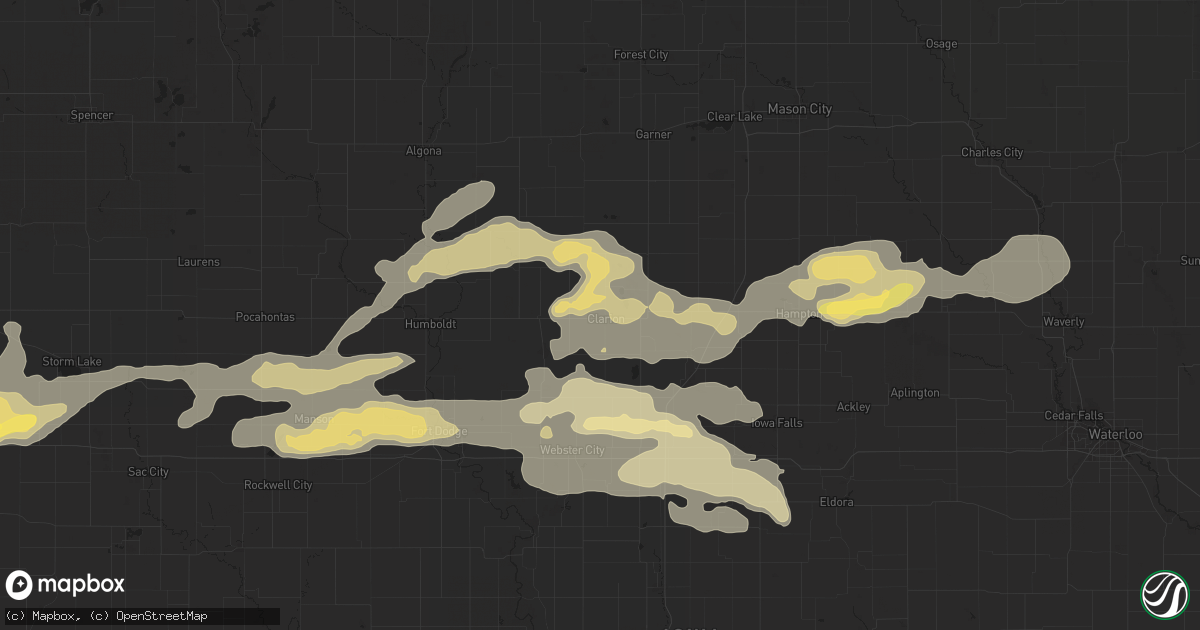 Hail map in Clarion, IA on August 15, 2025