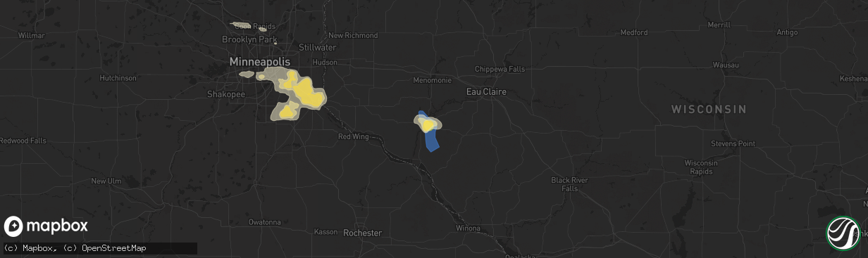 Hail map in Durand, WI on August 15, 2025