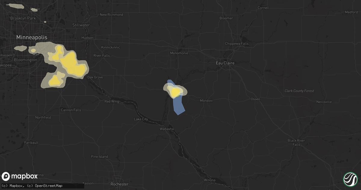 Hail map in Durand, WI on August 15, 2025