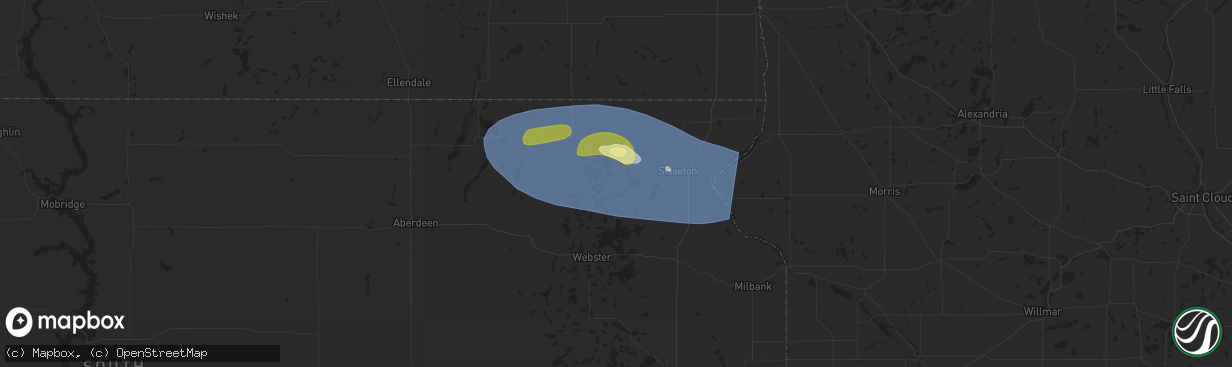 Hail map in Eden, SD on August 15, 2025