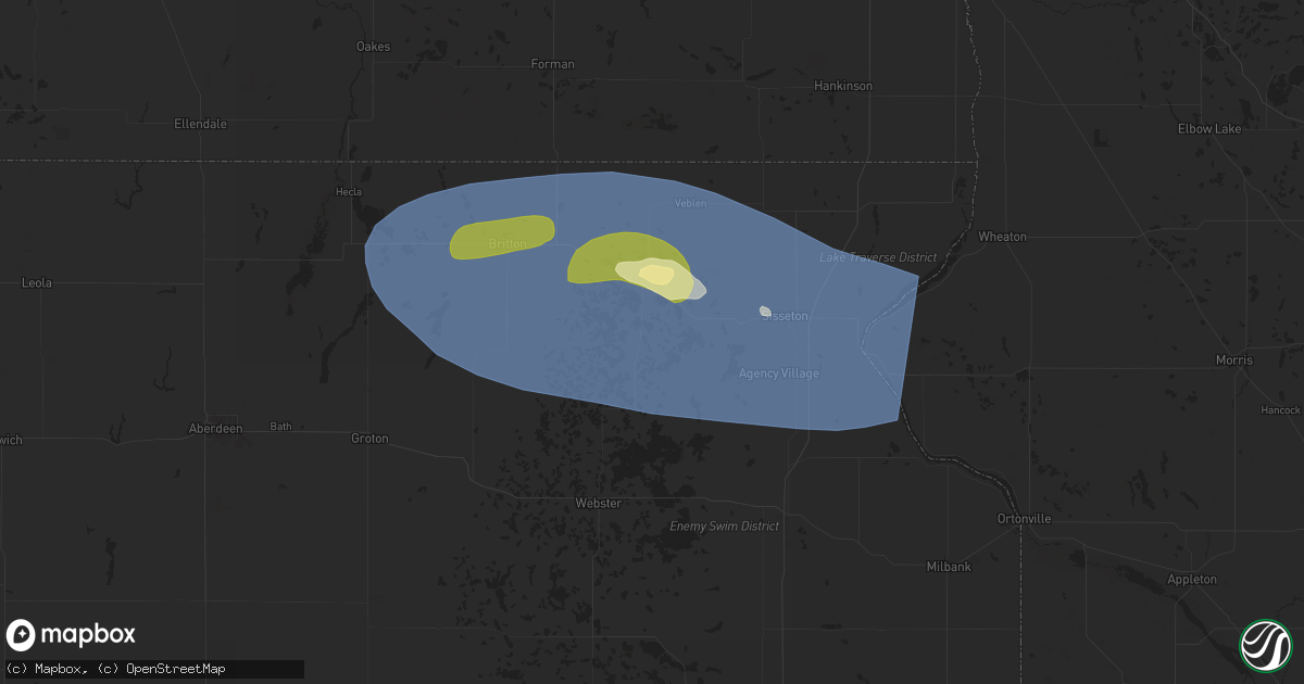 Hail map in Eden, SD on August 15, 2025