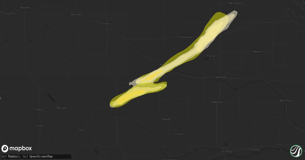 Hail map in Elgin, NE on August 15, 2025