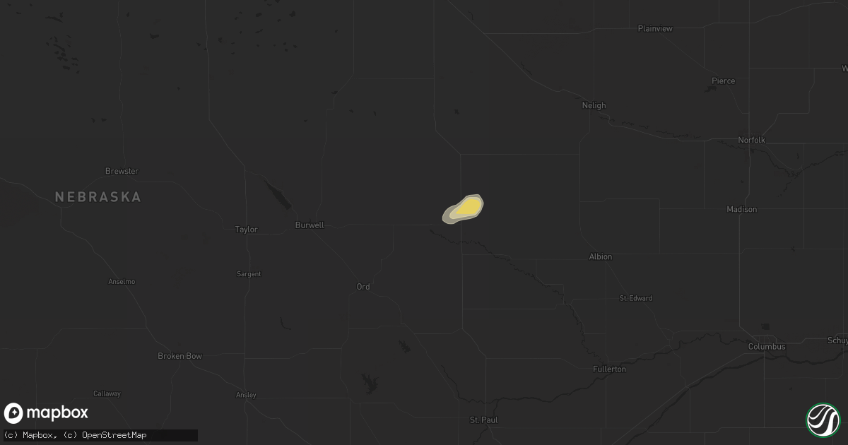 Hail map in Ericson, NE on August 15, 2025