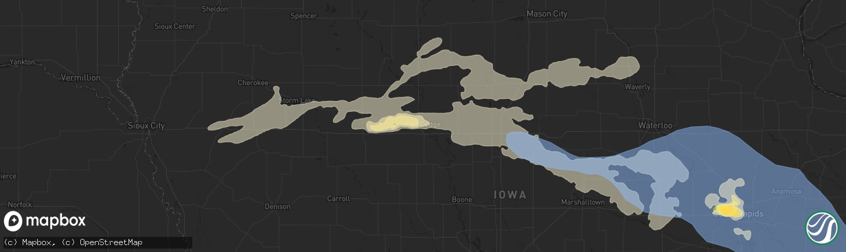 Hail map in Fort Dodge, IA on August 15, 2025