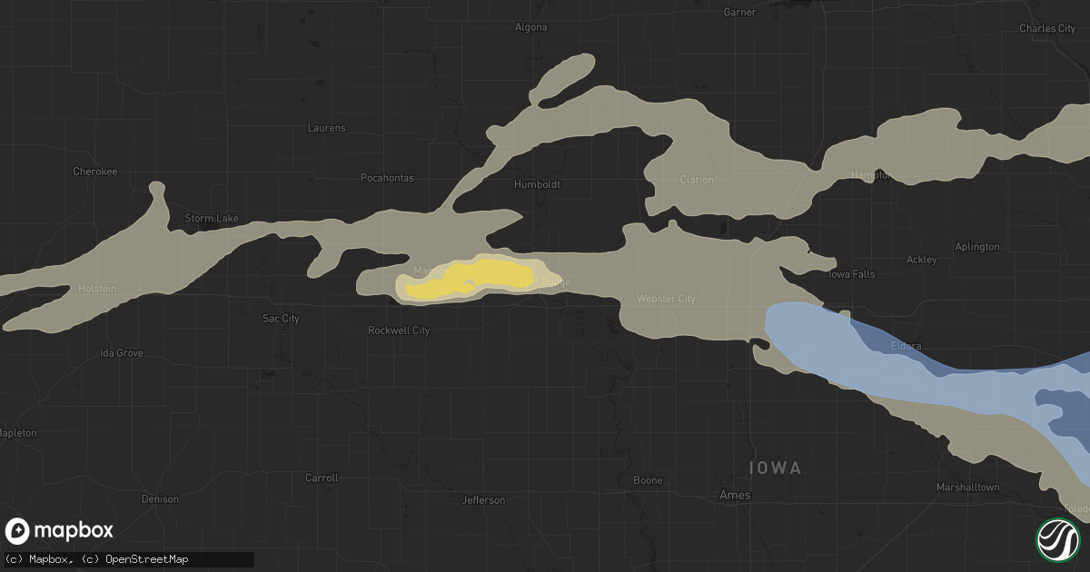 Hail map in Fort Dodge, IA on August 15, 2025