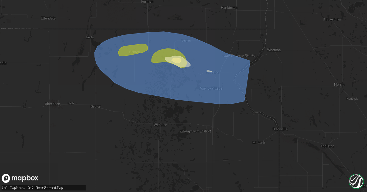 Hail map in Grenville, SD on August 15, 2025