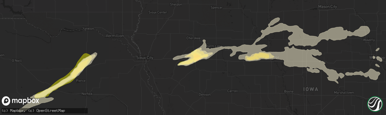 Hail map in Holstein, IA on August 15, 2025