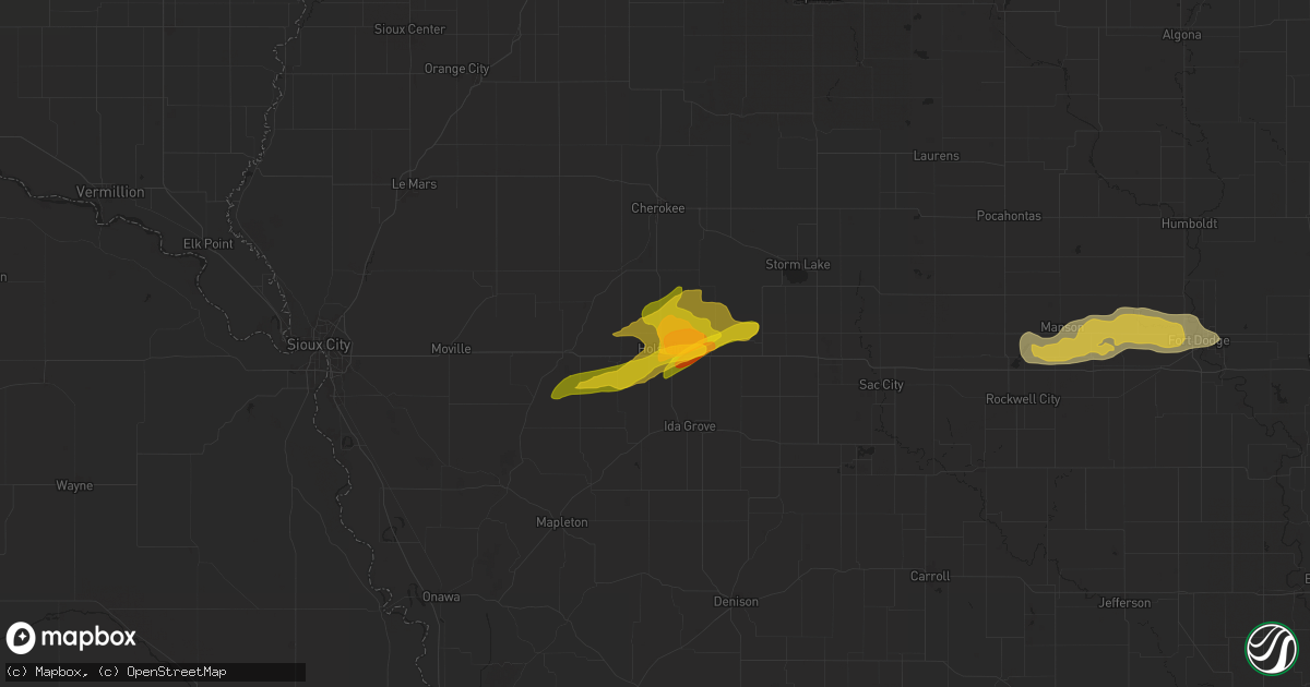 Hail map in Holstein, IA on August 15, 2025