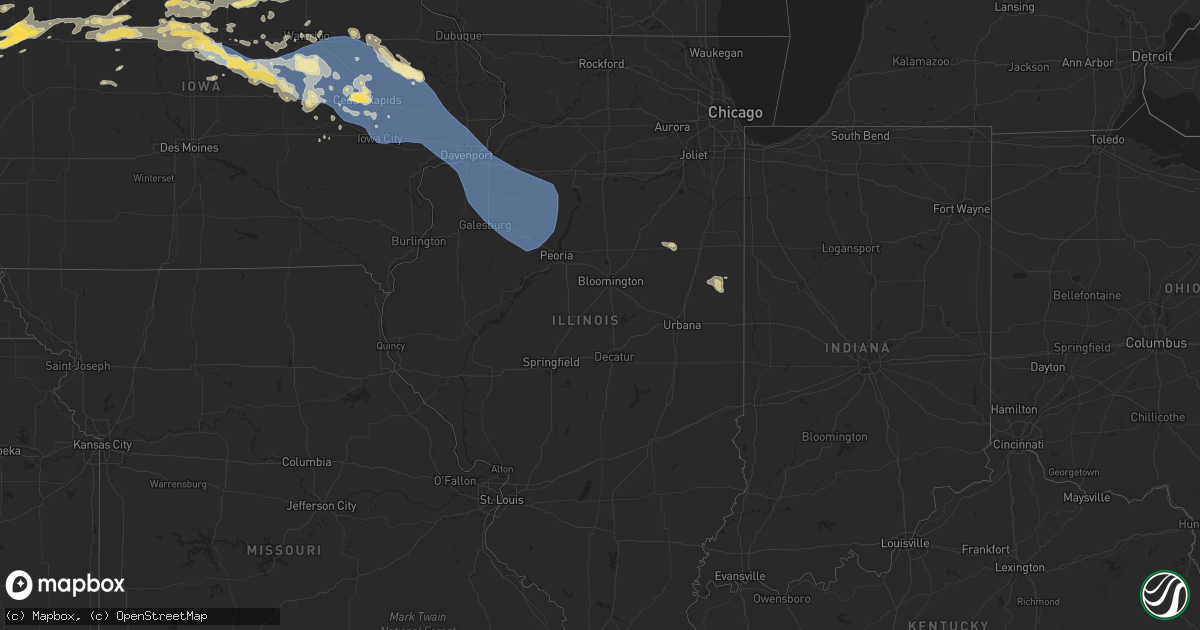Hail map in Illinois on August 15, 2025
