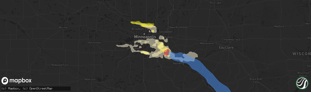 Hail map in Inver Grove Heights, MN on August 15, 2025