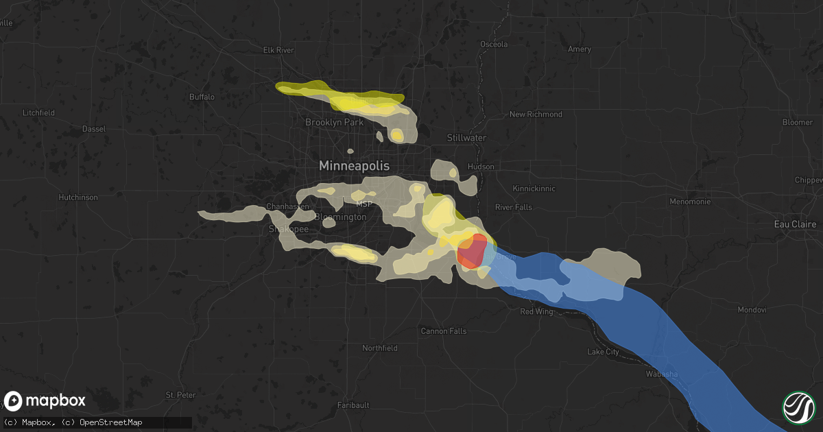 Hail map in Inver Grove Heights, MN on August 15, 2025