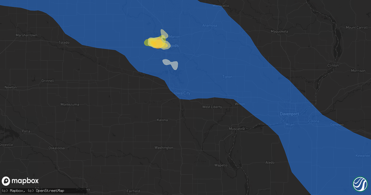 Hail map in Iowa City, IA on August 15, 2025