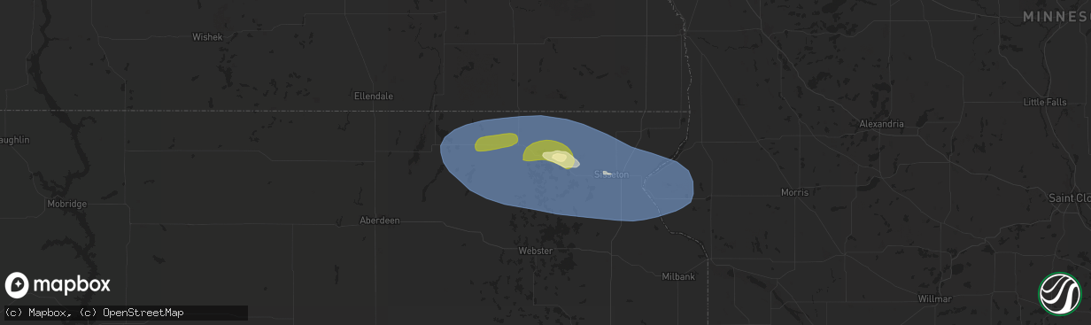 Hail map in Lake City, SD on August 15, 2025