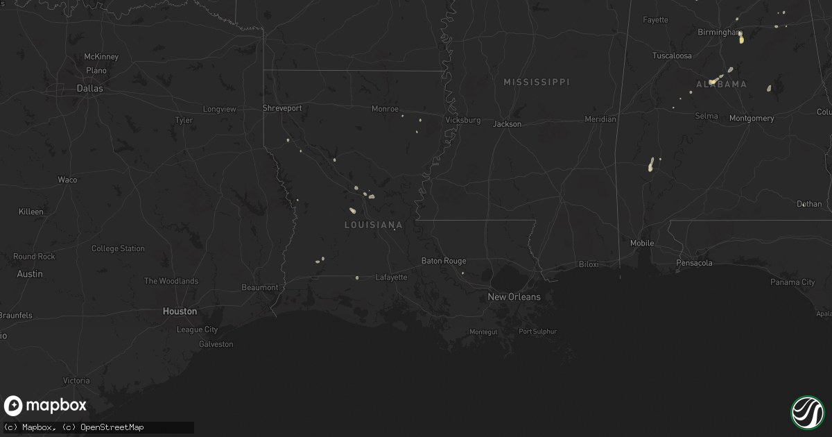 Hail map in Louisiana on August 15, 2025