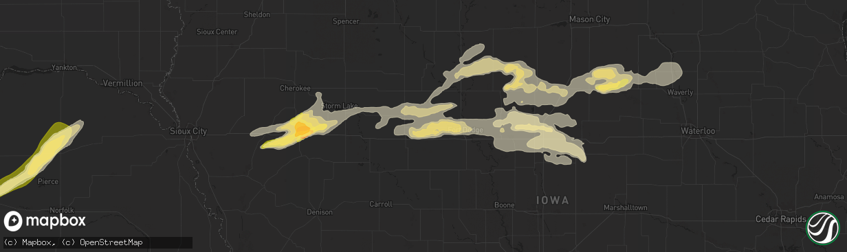 Hail map in Manson, IA on August 15, 2025