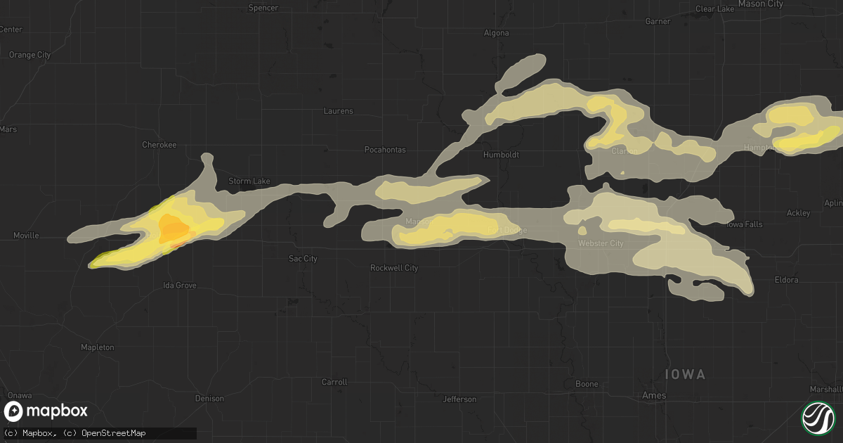 Hail map in Manson, IA on August 15, 2025