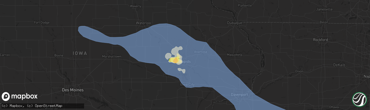 Hail map in Marion, IA on August 15, 2025