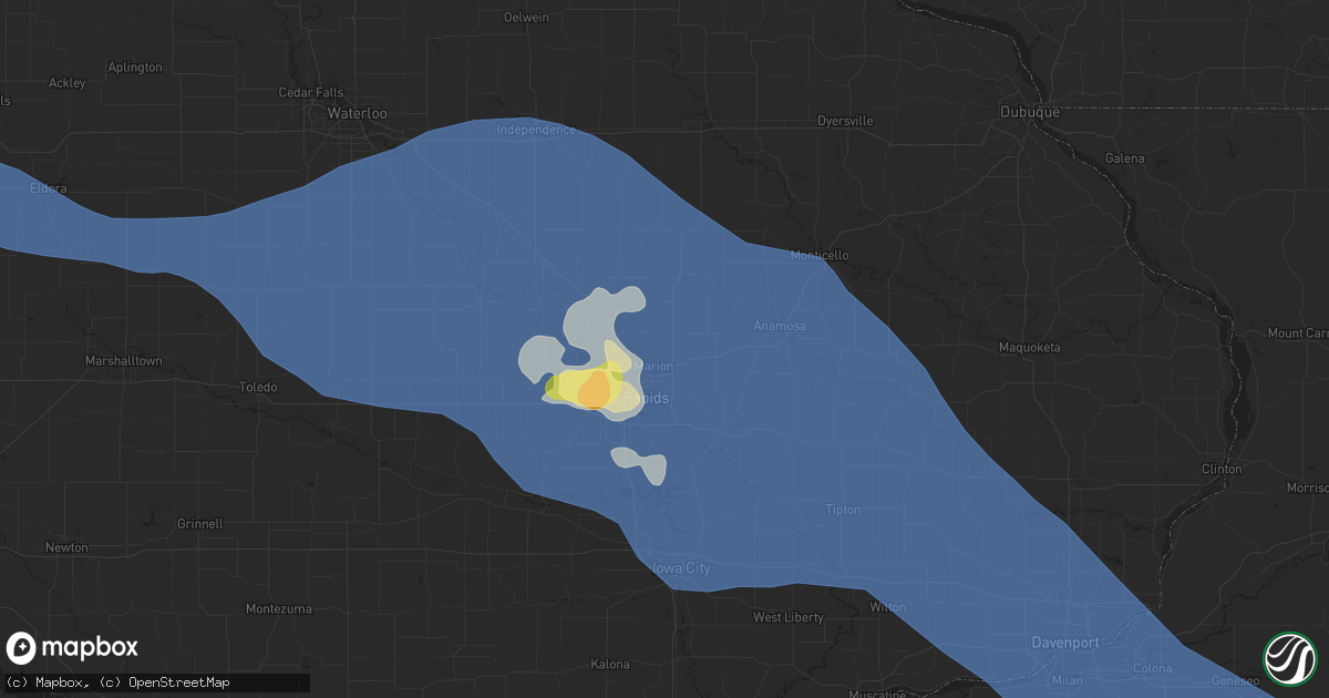 Hail map in Marion, IA on August 15, 2025