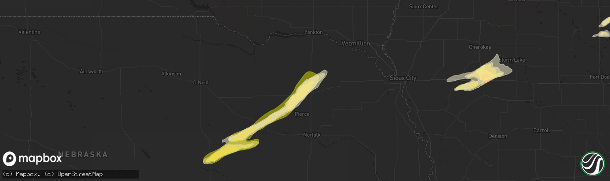 Hail map in Mclean, NE on August 15, 2025