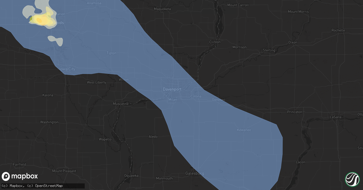 Hail map in Moline, IL on August 15, 2025