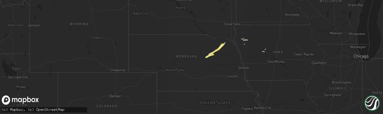 Hail map in Nebraska on August 15, 2025