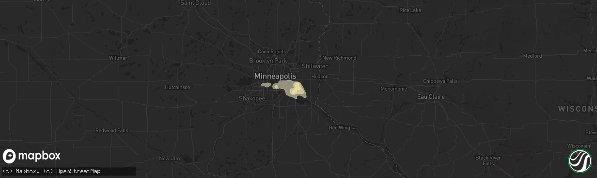Hail map in Newport, MN on August 15, 2025