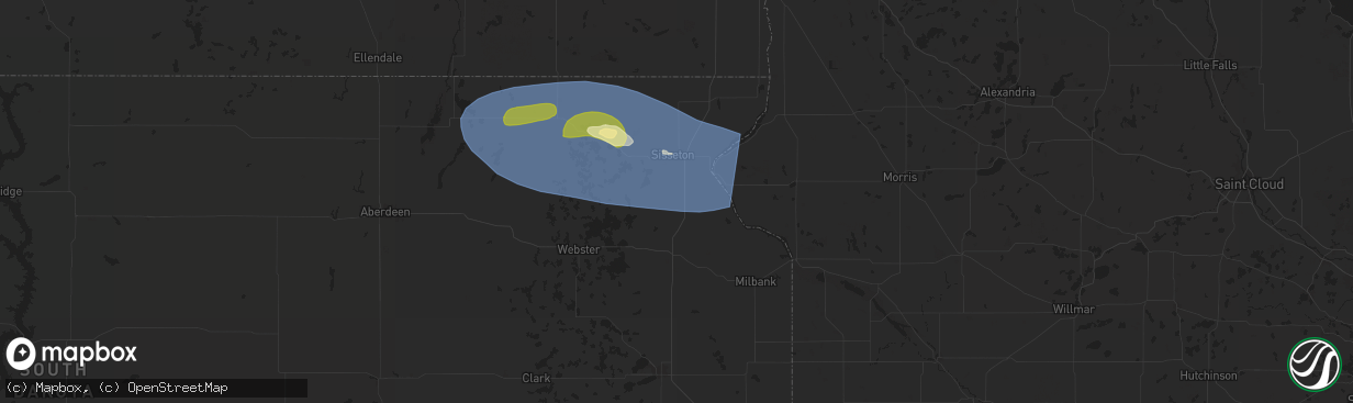 Hail map in Peever, SD on August 15, 2025