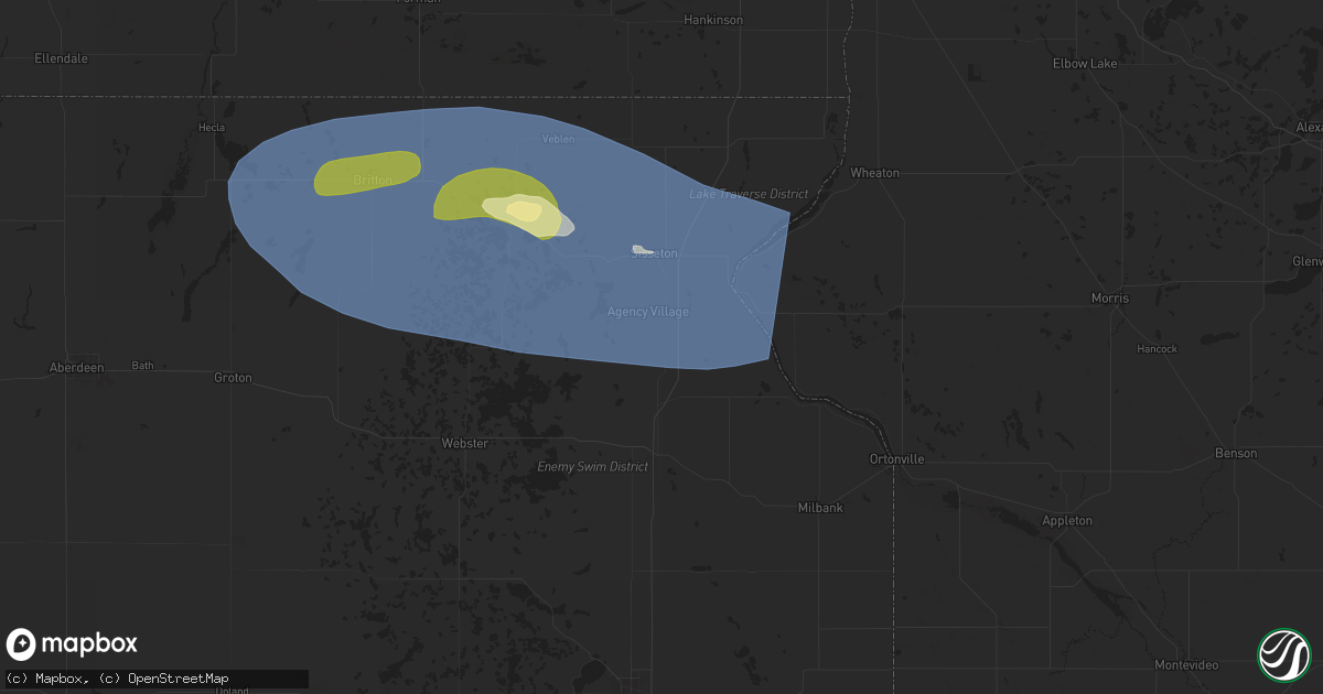 Hail map in Peever, SD on August 15, 2025