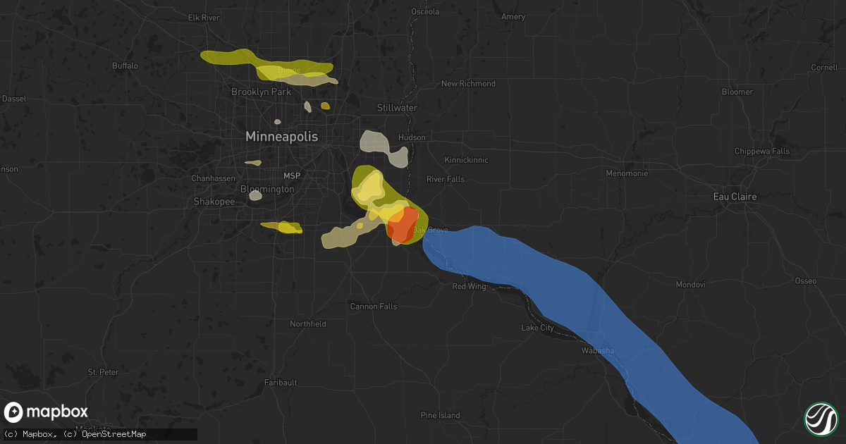 Hail map in Prescott, WI on August 15, 2025