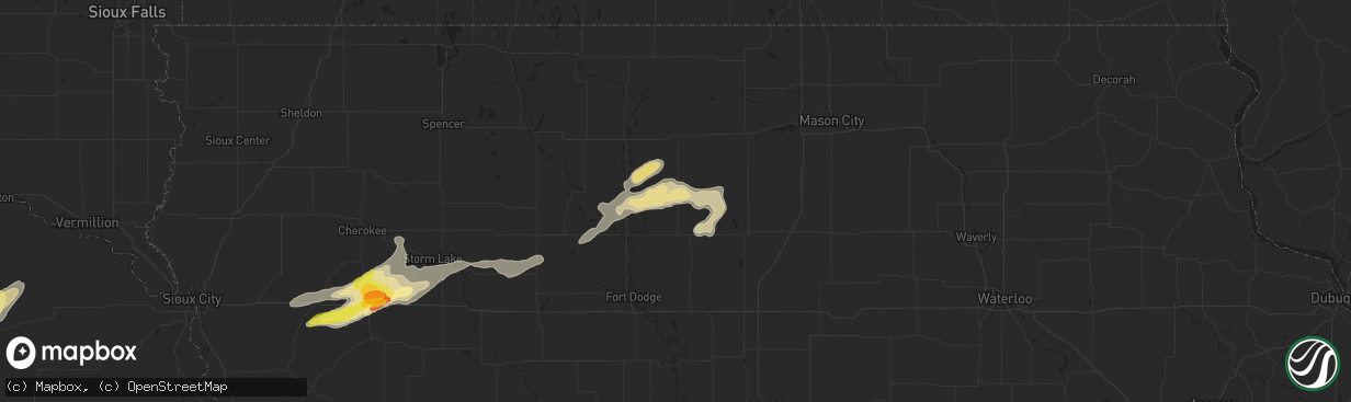 Hail map in Renwick, IA on August 15, 2025