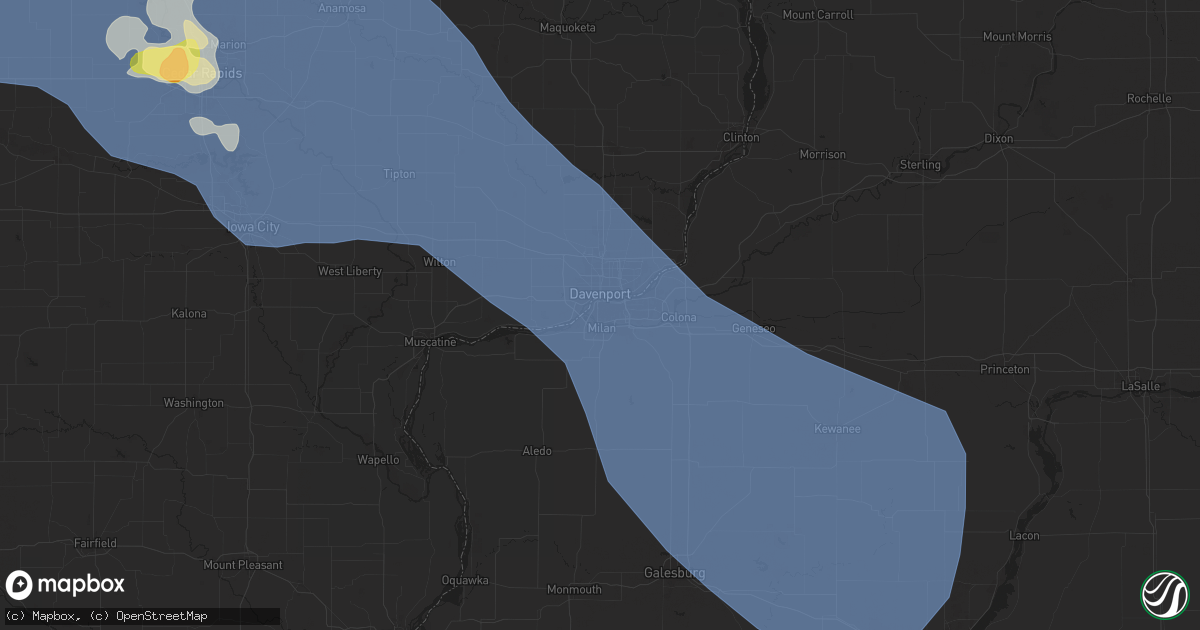 Hail map in Rock Island, IL on August 15, 2025
